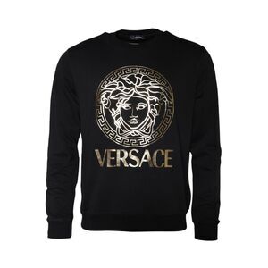 Versace Medusa Head Sweatshirt Black Gold Men Black Sweaters